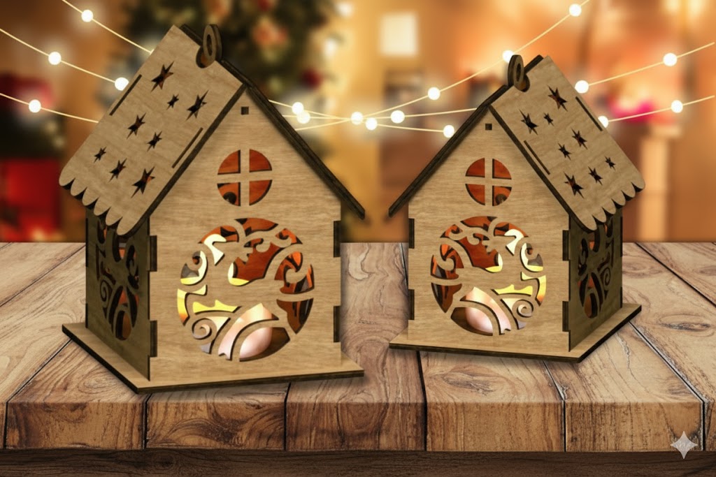 Casinha de Natal em MDF com Corte a Laser – Decoração Natalina Artesanal - Imagem 6