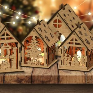 Casinha de Natal em MDF com Corte a Laser – Decoração Natalina Artesanal