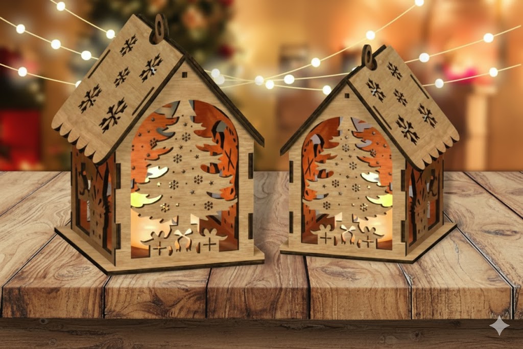 Casinha de Natal em MDF com Corte a Laser – Decoração Natalina Artesanal - Imagem 3