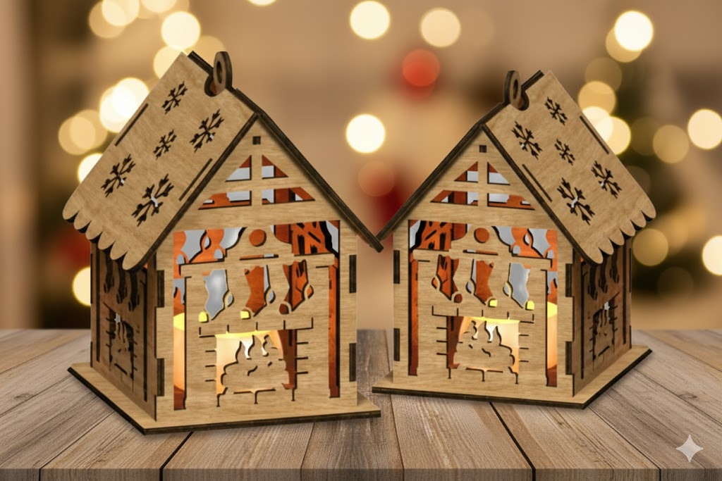 Casinha de Natal em MDF com Corte a Laser – Decoração Natalina Artesanal - Imagem 4