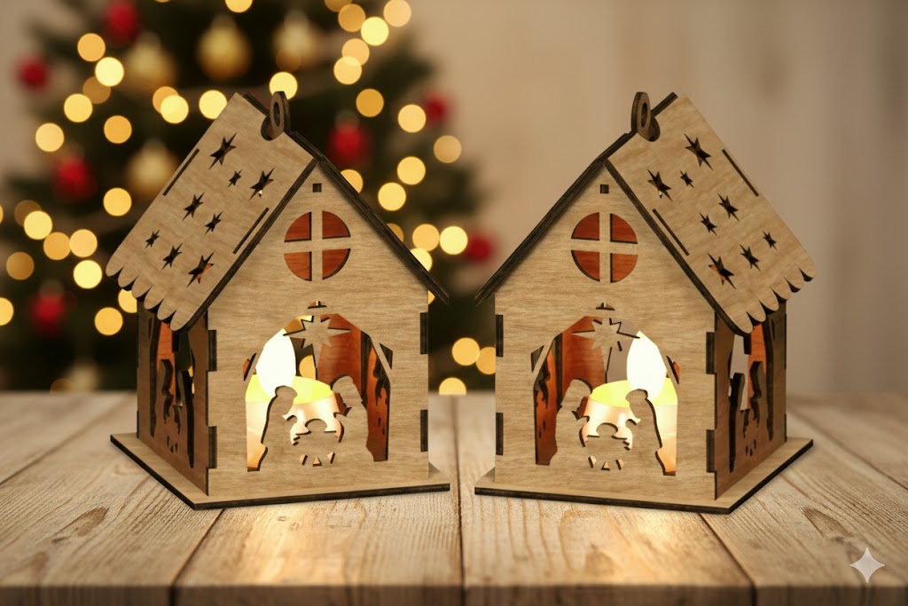 Casinha de Natal em MDF com Corte a Laser – Decoração Natalina Artesanal - Imagem 5