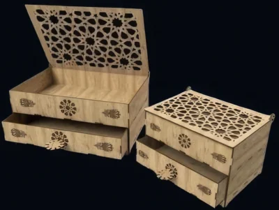 Caixa Porta-Joias MDF com Gaveta e Tampa Vazada: Organizador de Bijoux, Maquiagem e Presente!