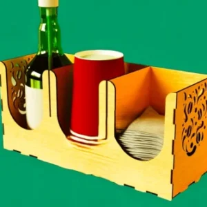 Organizador e Galheteiro de Mesa em MDF com Arabescos: Suporte para Garrafas, Copos, Guardanapos e Molhos