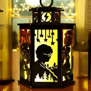 Lanterna Decorativa em MDF Sextavada Tema Harry Potter Bruxo